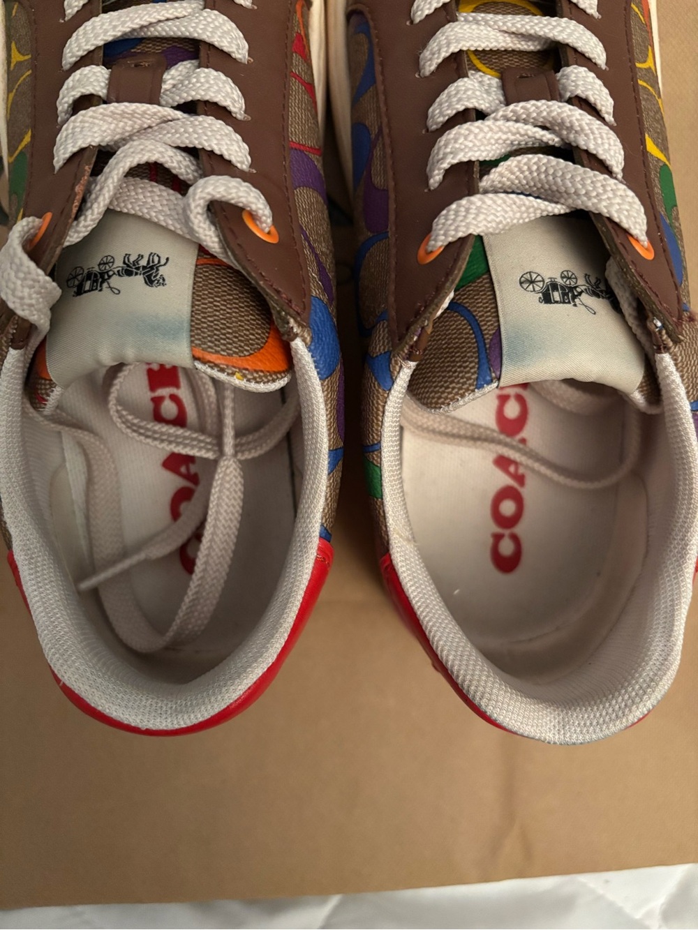 Coach Brown Multicolor Signature Low-Top Sneakers - Picture 6 of 7